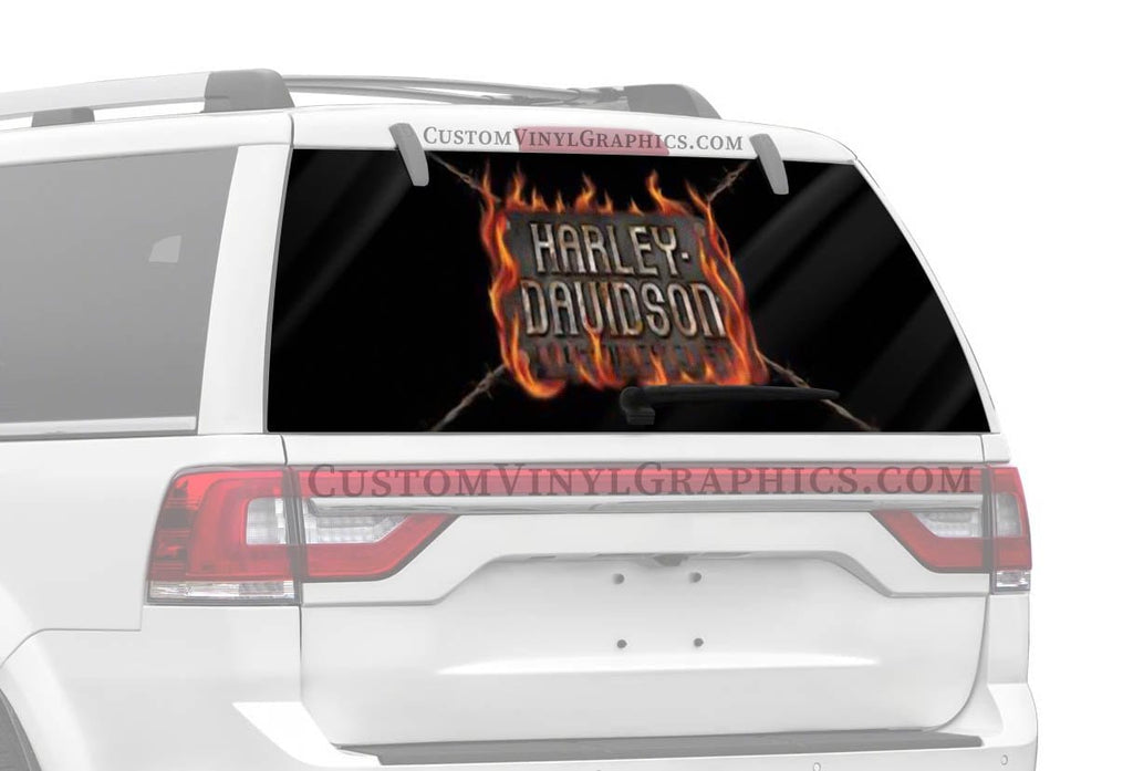 Plate Heat Harley-Davidson Rear Window Decal - Custom Vinyl Graphics