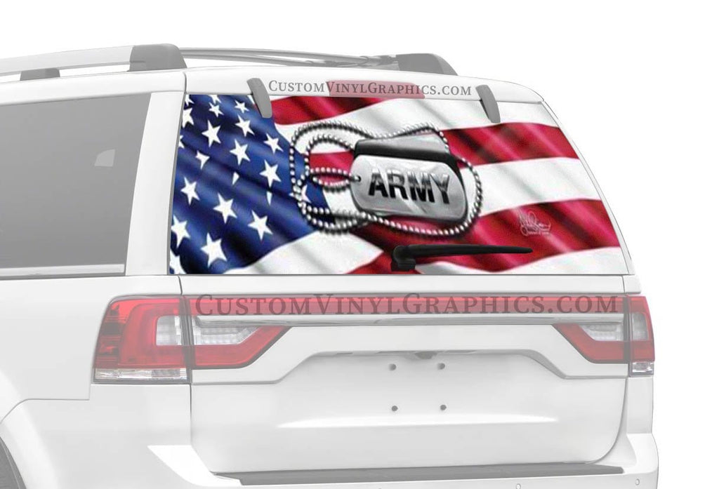 Army Tags Rear Window Decal - Custom Vinyl Graphics
