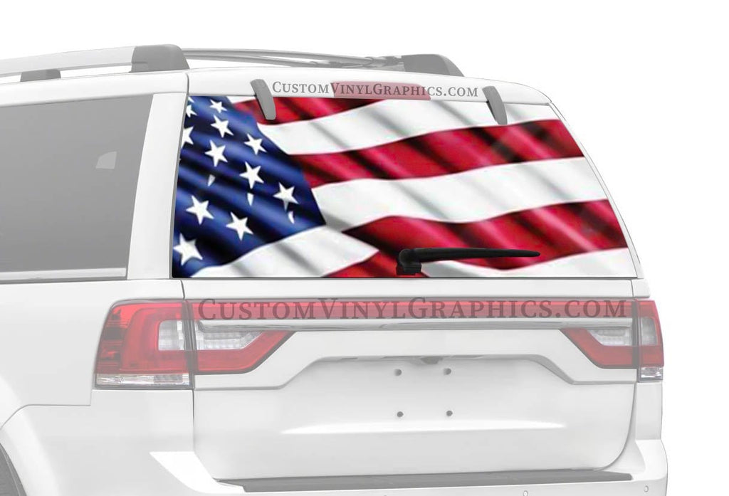 American Flag Rear Window Decal - Custom Vinyl Graphics