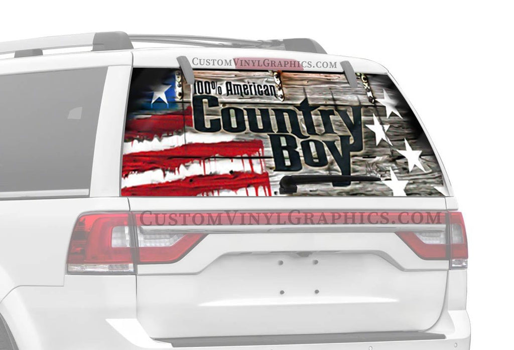 Country Boy Rear Window Decal - Custom Vinyl Graphics