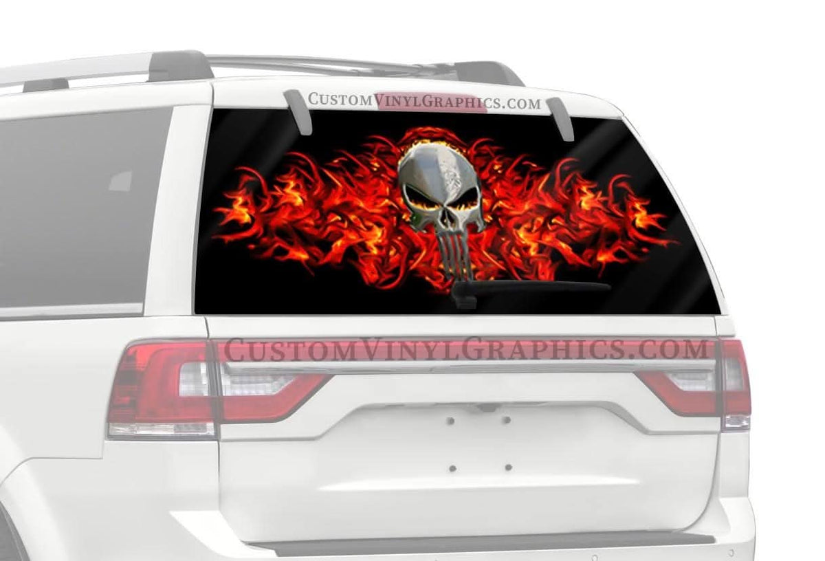 Skull Reflective Vinyl Decal – Car Truck Window Bumper Sticker (Matte Finish)