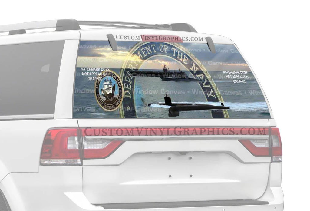 High Seas Navy Rear Window Decal - Custom Vinyl Graphics