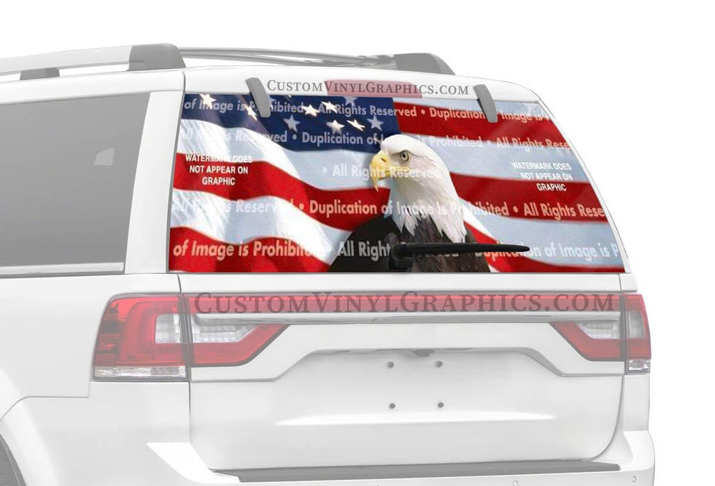 US Flag 1 Center Rear Window Decal - Custom Vinyl Graphics