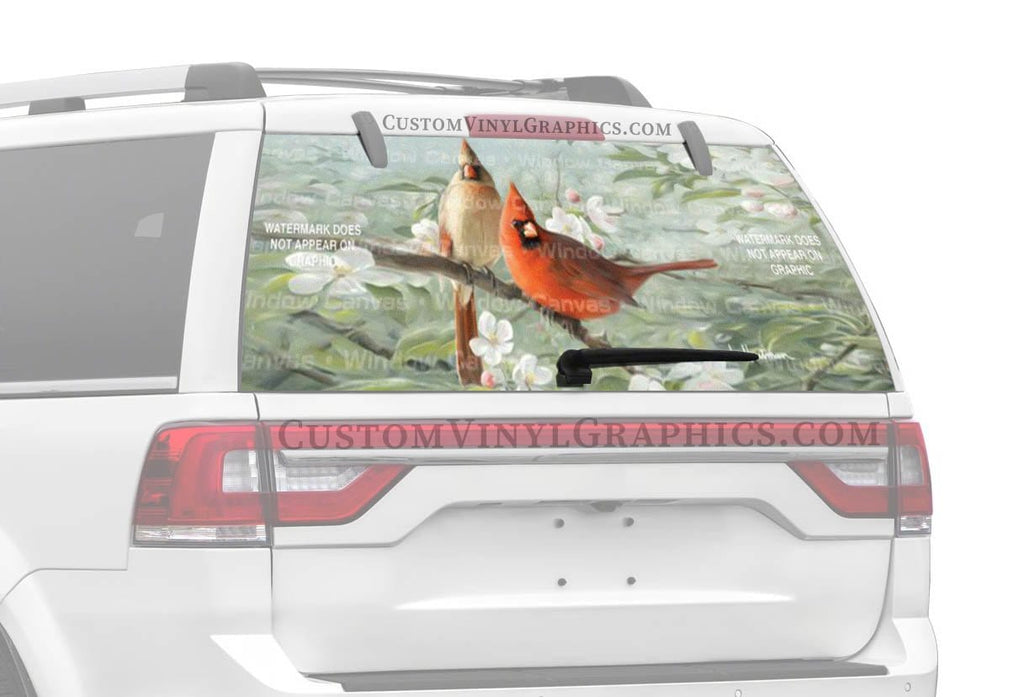 Orchard Blossom And Birds Rear Window Decal - Custom Vinyl Graphics