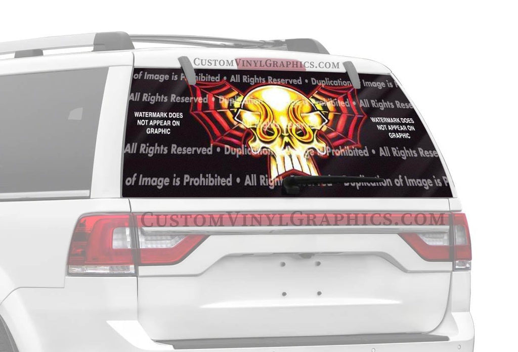 Skull Wing Rear Window Decal - Custom Vinyl Graphics