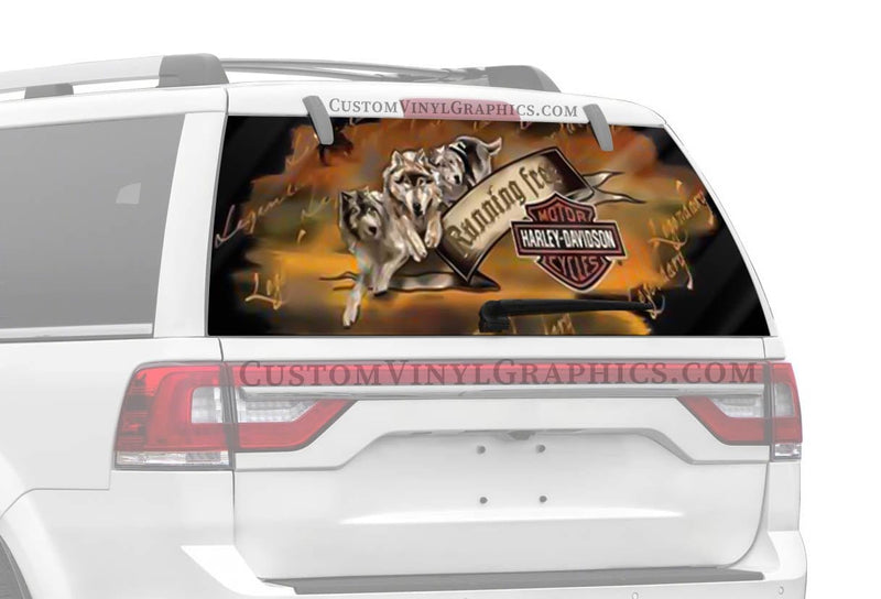 Wolf Banner Harley-Davidson Rear Window Decal - Custom Vinyl Graphics