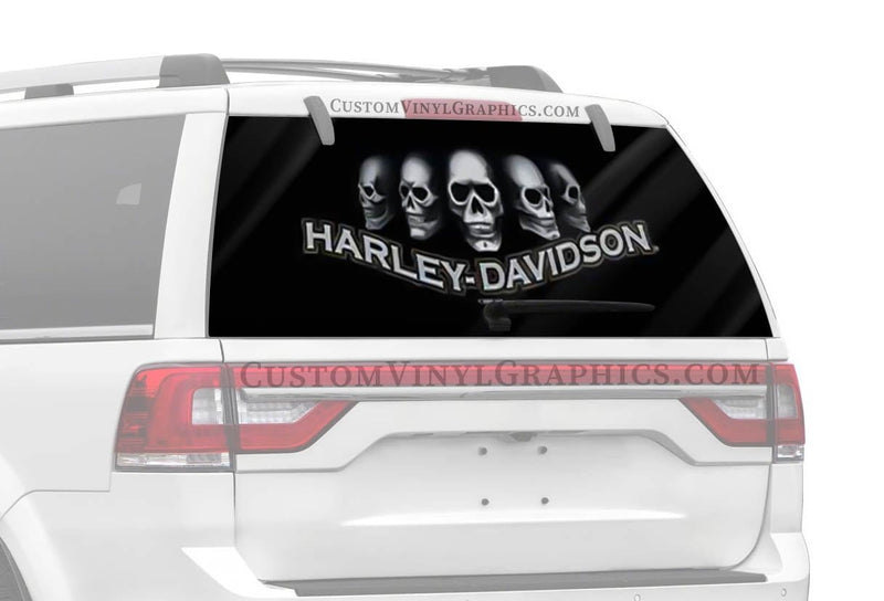 Dark Skull Harley-Davidson Rear Window Decal - Custom Vinyl Graphics