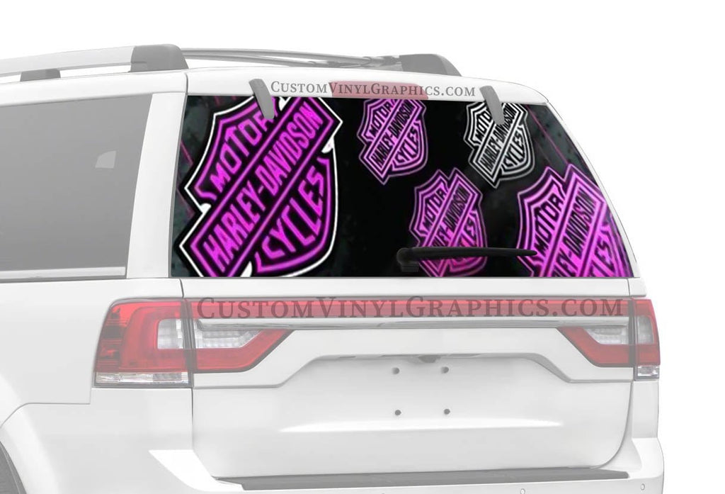 Bar & Shield Angled Pink Harley-Davidson Rear Window Decal - Custom Vinyl Graphics