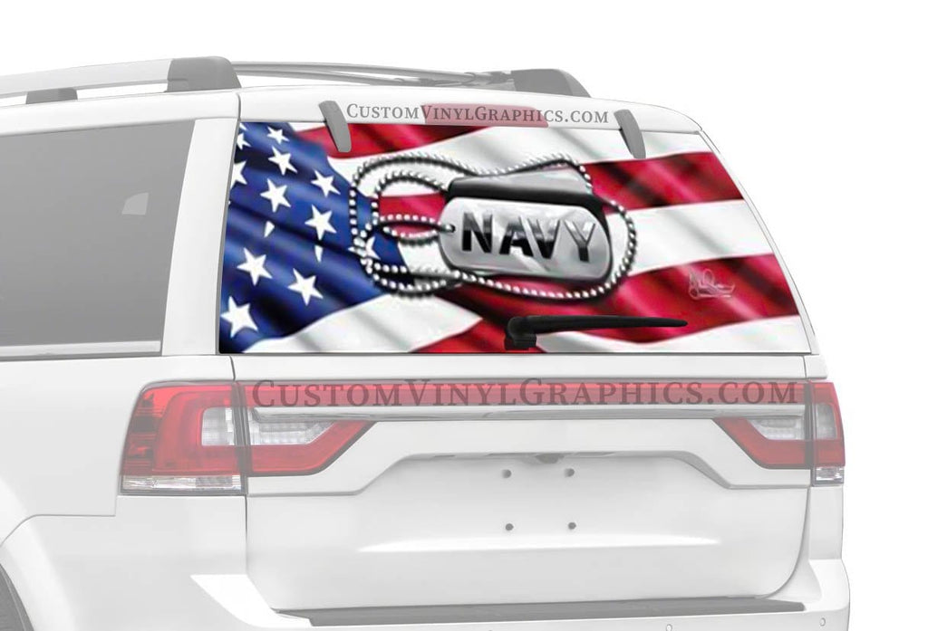 Navy Tags Rear Window Decal - Custom Vinyl Graphics