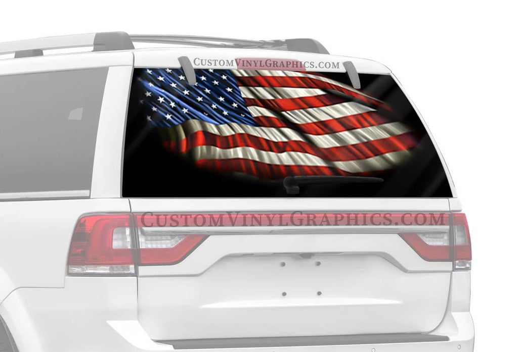 Starry Night American Flag Rear Window Decal - Custom Vinyl Graphics