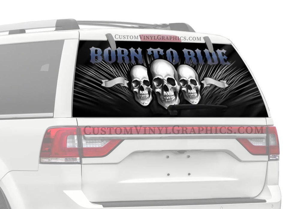 Outlaw Triple Skull Truck Window Decal - Custom Vinyl Graphics