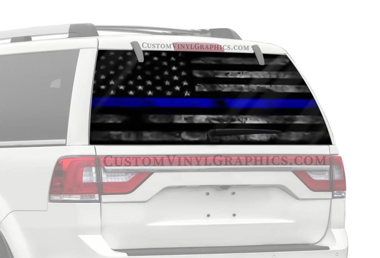 Police Thin Blue Line Decal Vinyl Bumper Sticker (2"x3 - Foto 14