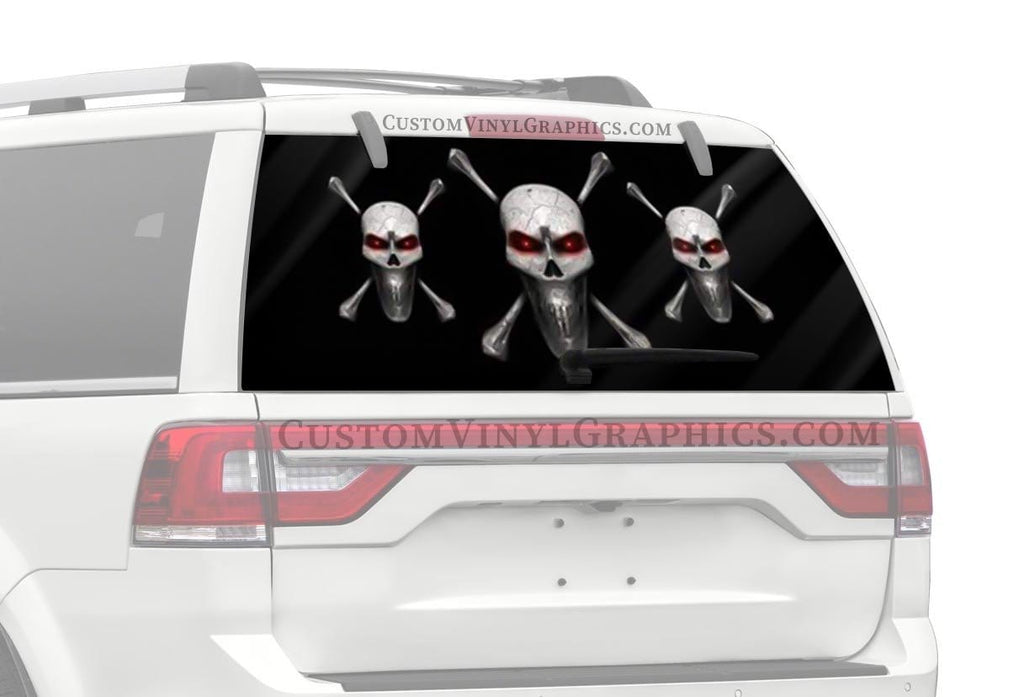 Skull with Crossbones Truck Window Decal - Custom Vinyl Graphics