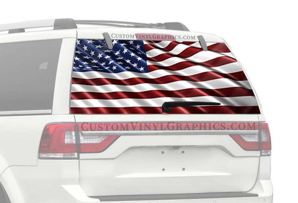 USA Flag Wave Truck Window Decal - Custom Vinyl Graphics