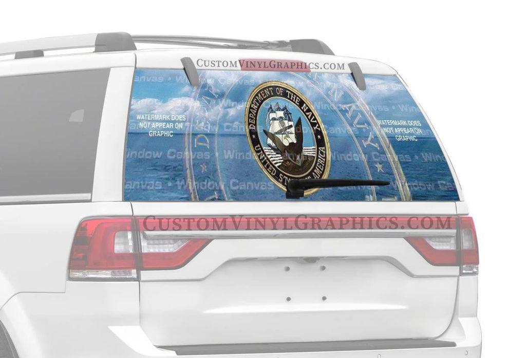 Navy Pride Rear Window Decal - Custom Vinyl Graphics