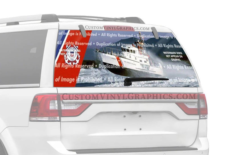 Coast Guard Boat Logo Rear Window Decal - Custom Vinyl Graphics