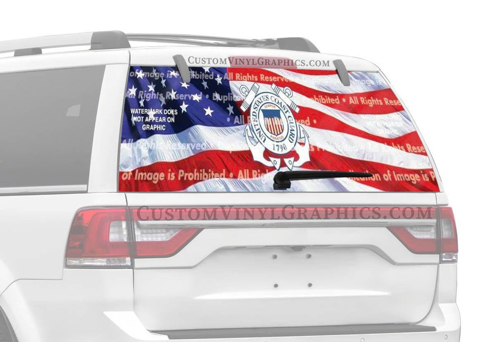 US Coast Guard 2 Rear Window Decal - Custom Vinyl Graphics
