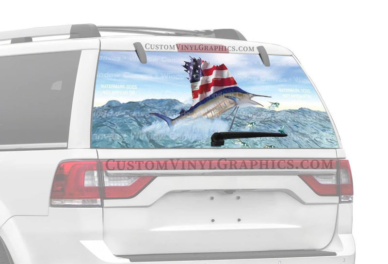 Red White and Blue Rear Window Decal - Custom Vinyl Graphics