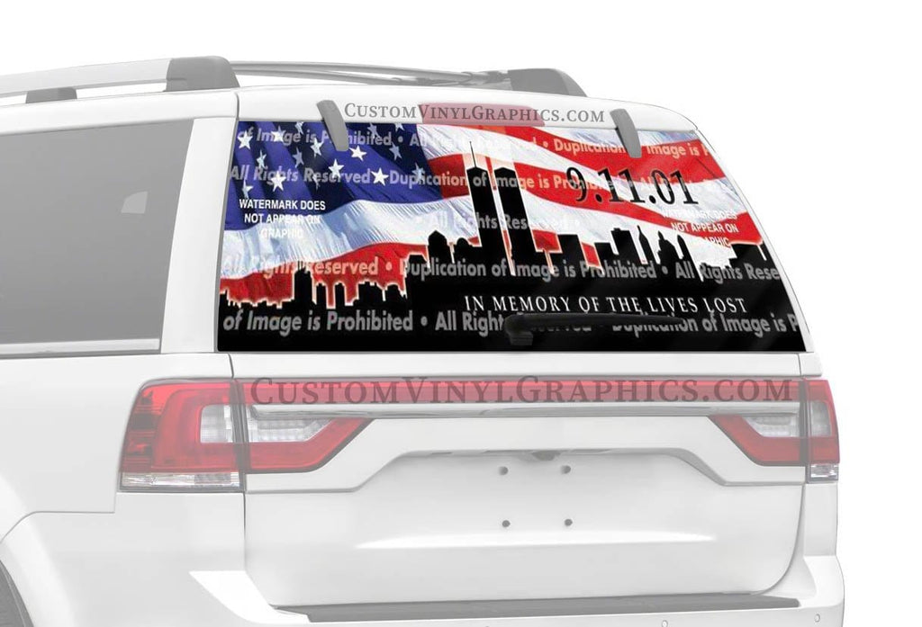 911 Memorial Rear Window Decal - Custom Vinyl Graphics