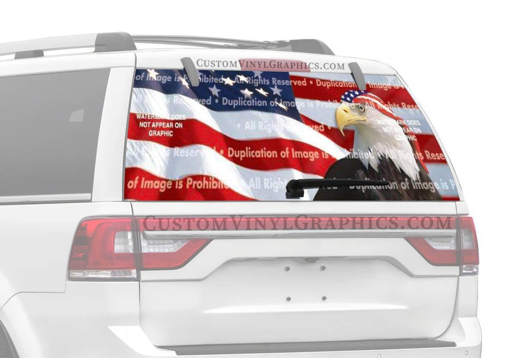 US Flag 1 Eagle Bandana Rear Window Decal - Custom Vinyl Graphics