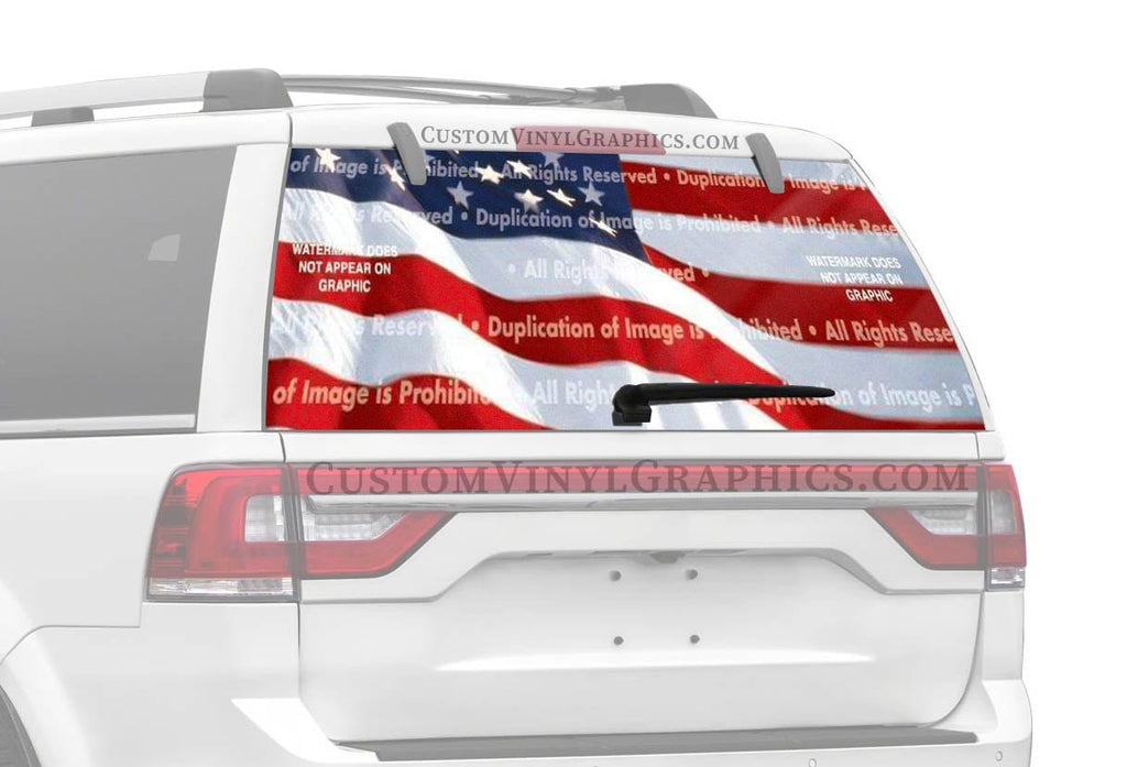 US Flag 1 Rear Window Decal - Custom Vinyl Graphics