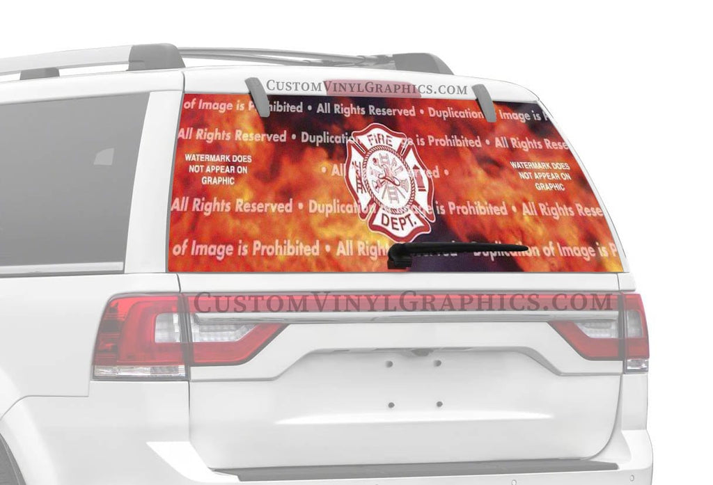 Fire Maltese Rear Window Decal - Custom Vinyl Graphics