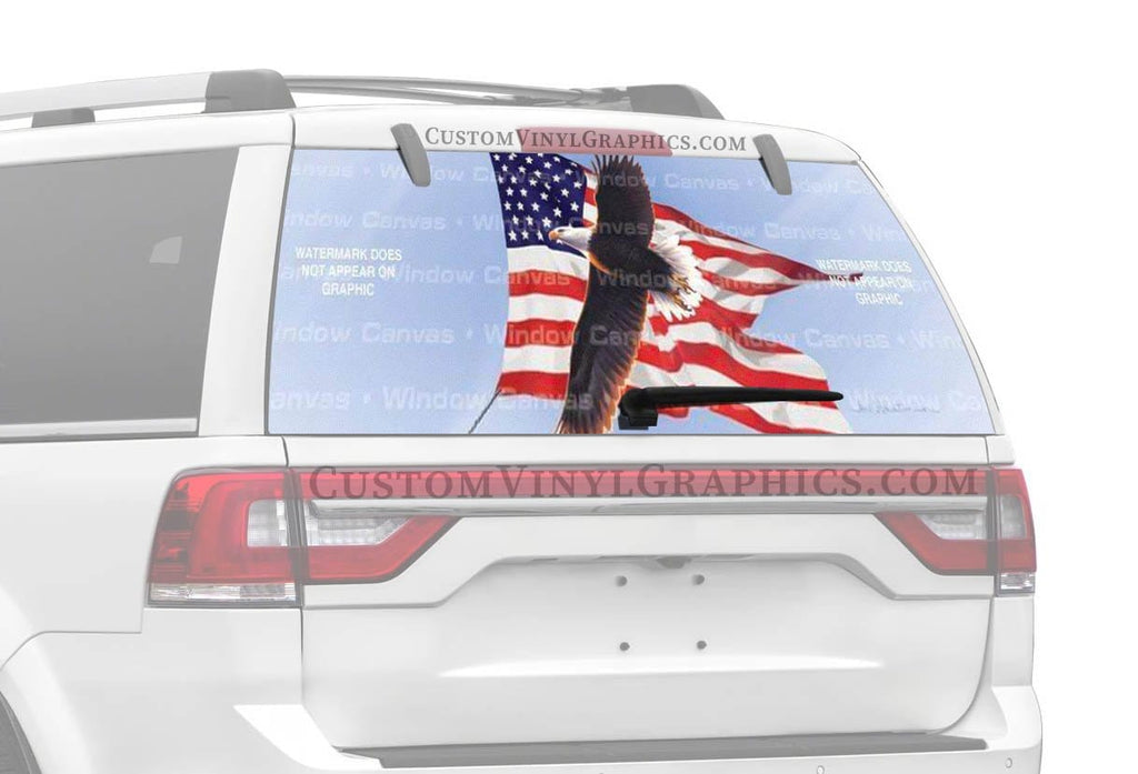 American Flying Eagle Rear Window Decal - Custom Vinyl Graphics