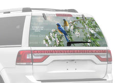 Spring Blossoms Bluebird Rear Window Decal - Custom Vinyl Graphics