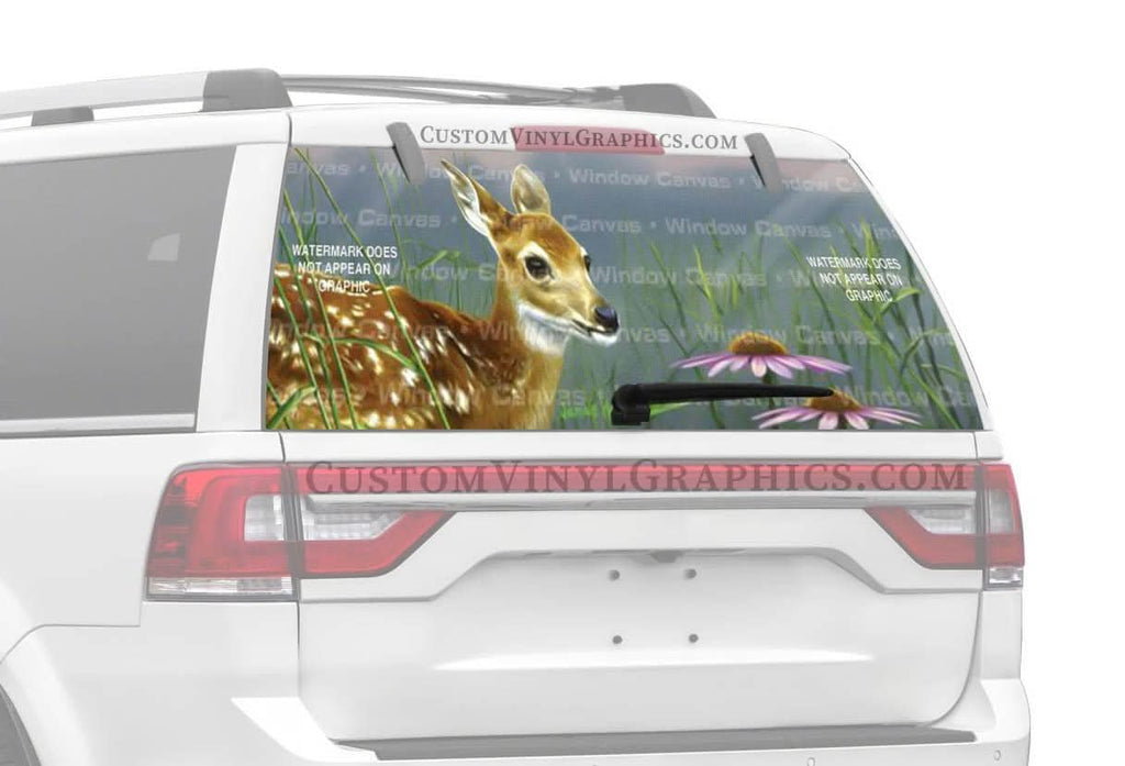 Fawn And Flowers Rear Window Decal β Custom Vinyl Graphics