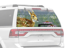 Fawn And Flowers Rear Window Decal - Custom Vinyl Graphics