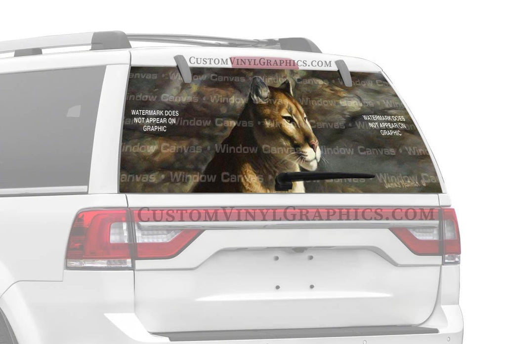 Cougar Portrait Rear Window Decal - Custom Vinyl Graphics