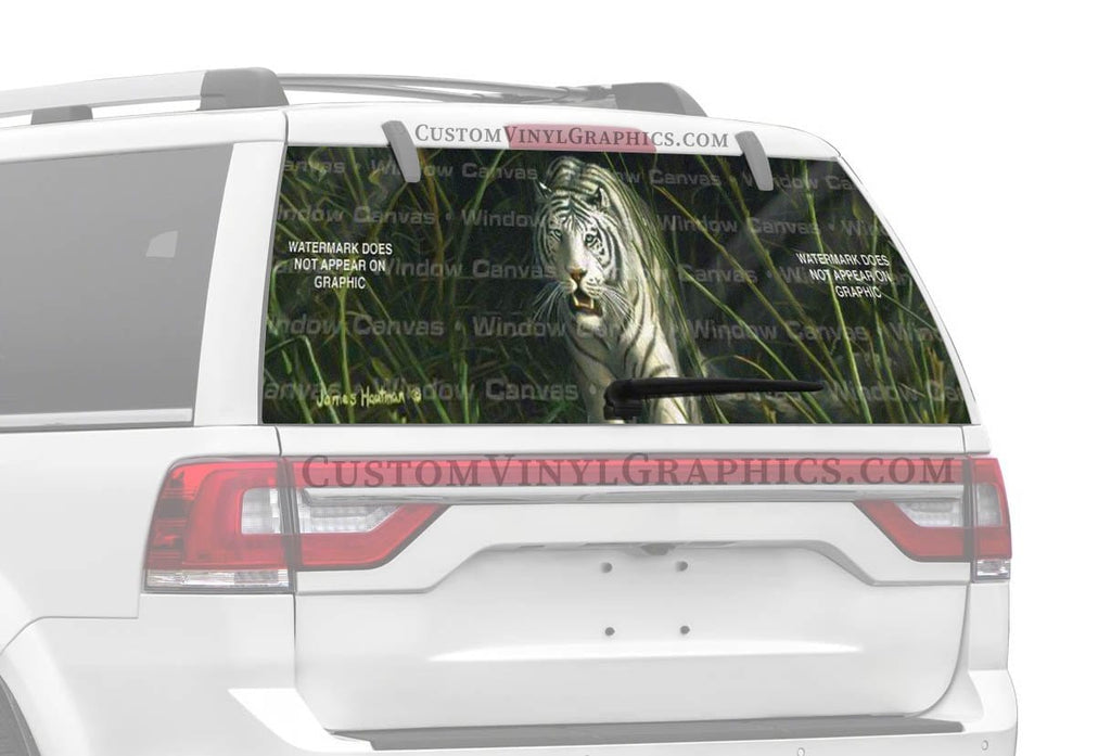 White Tiger Rear Window Decal - Custom Vinyl Graphics