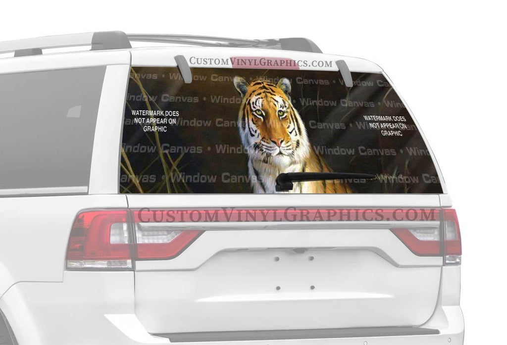 Tiger Portrait Rear Window Decal - Custom Vinyl Graphics