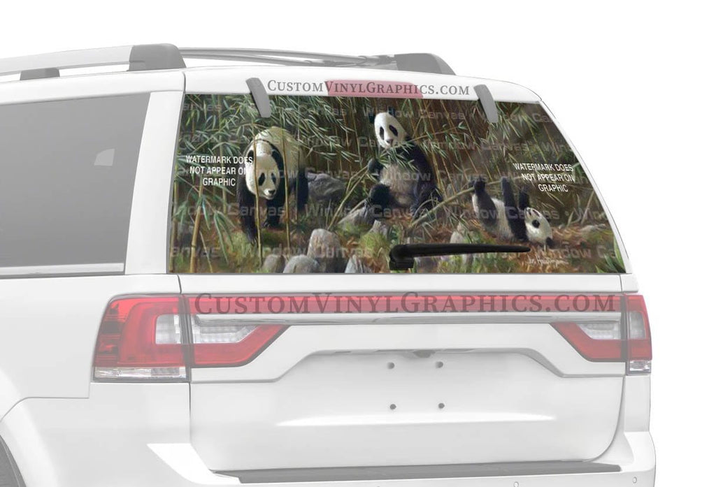 Three Pandas Rear Window Decal - Custom Vinyl Graphics