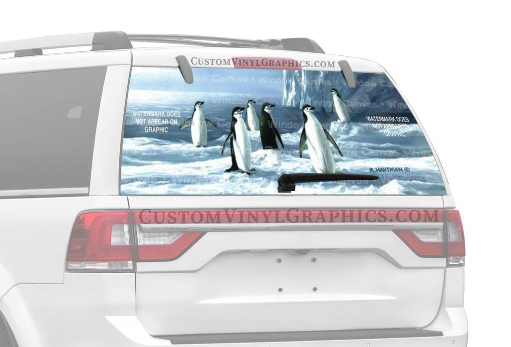 Chin Strap Penguins Rear Window Decal - Custom Vinyl Graphics