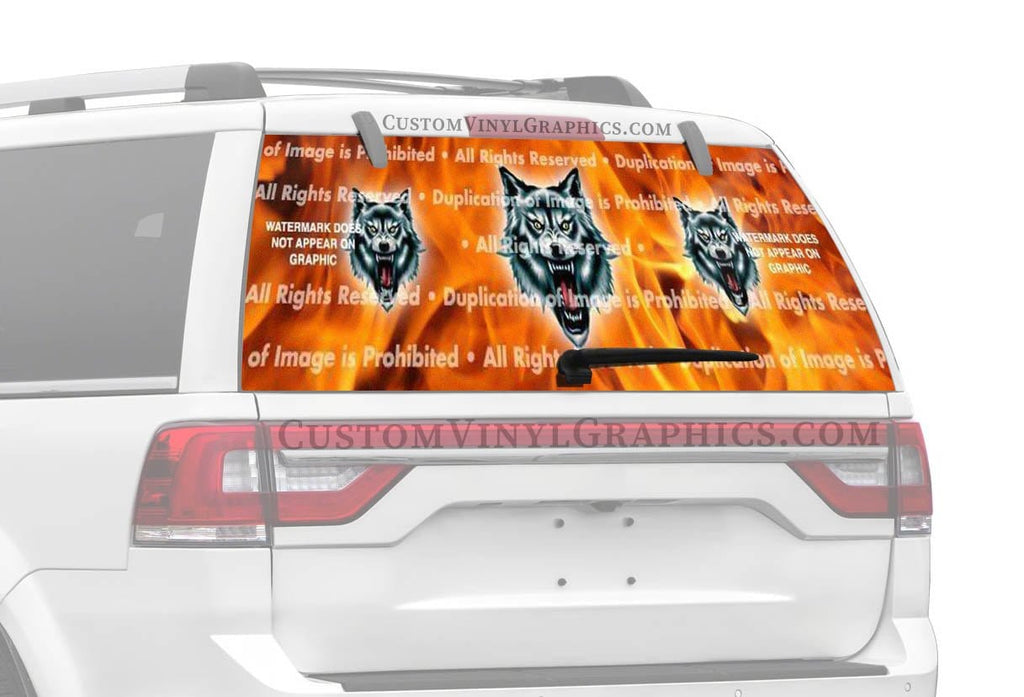 Wolf Fang Rear Window Decal - Custom Vinyl Graphics