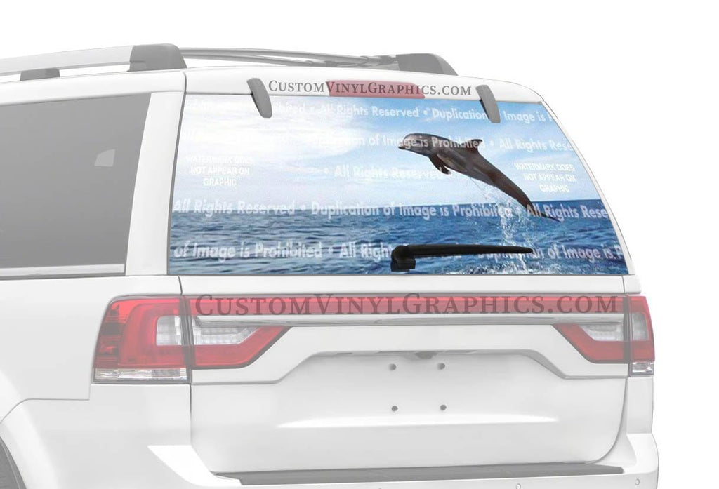Dolphin Jumping Rear Window Decal - Custom Vinyl Graphics