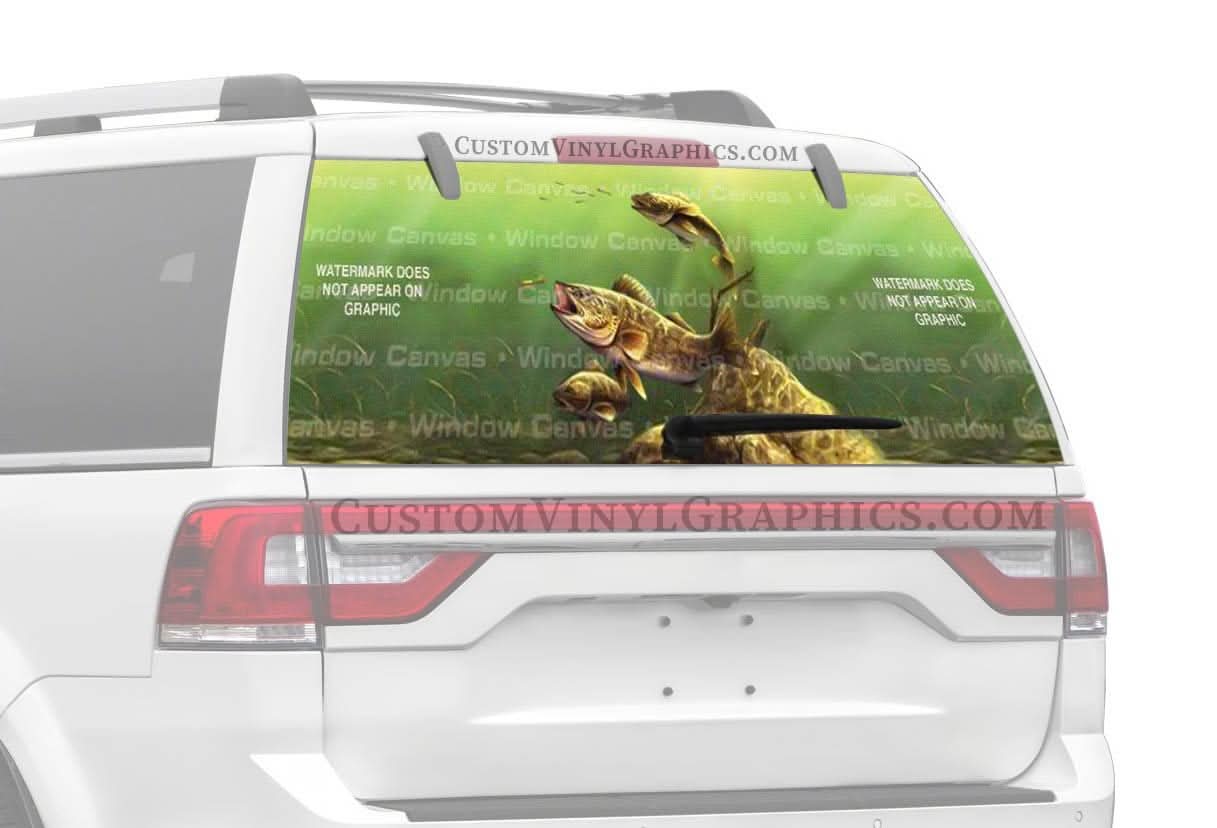 Feeding Walleyes Rear Window Decal Custom Vinyl Graphics