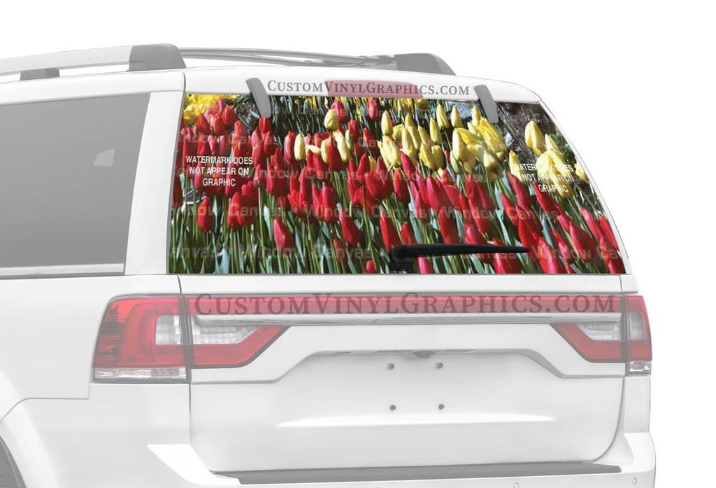 Tulip Field Rear Window Decal - Custom Vinyl Graphics