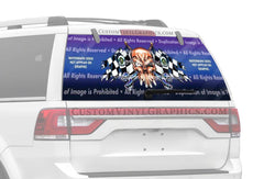 Racing Skull Rear Window Decal - Custom Vinyl Graphics