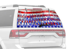 Patriotic Flames Rear Window Decal - Custom Vinyl Graphics