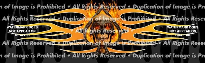 Flaming Ace Skull Rear Window Decal - Custom Vinyl Graphics