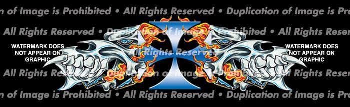 Flaming Skulls Tattoo Rear Window Decal - Custom Vinyl Graphics