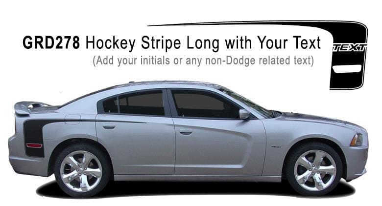 Dodge Charger Hockey Stripe Long with Text - Custom Vinyl Graphics
