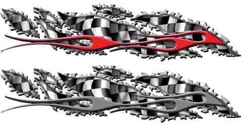 Flame Rip Checkered Flag Vinyl Graphic - Custom Vinyl Graphics
