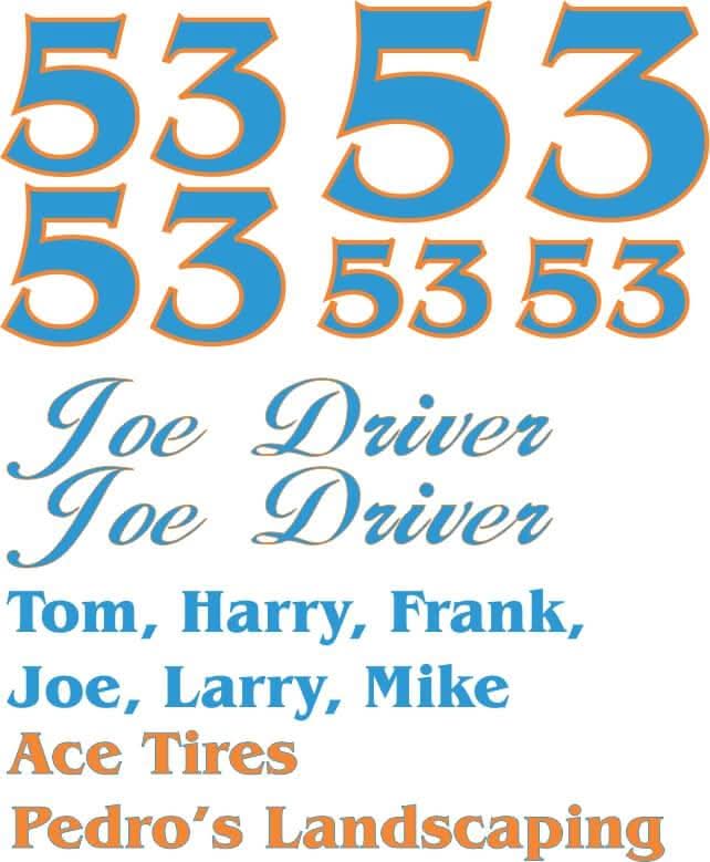 Custom made Racecar Numbers – Custom Vinyl Graphics